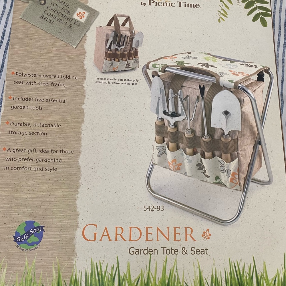Gardener's Tote & Seat - Cream and Brown